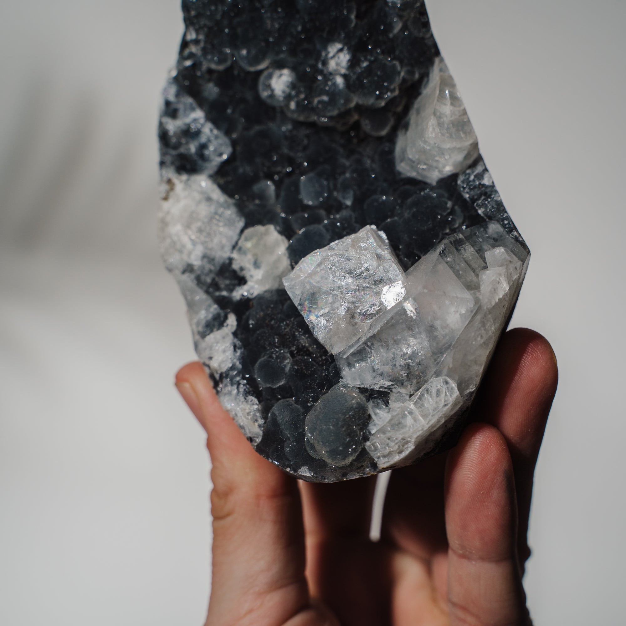 Schwarzes Chalcedon x Apophyllit 137C