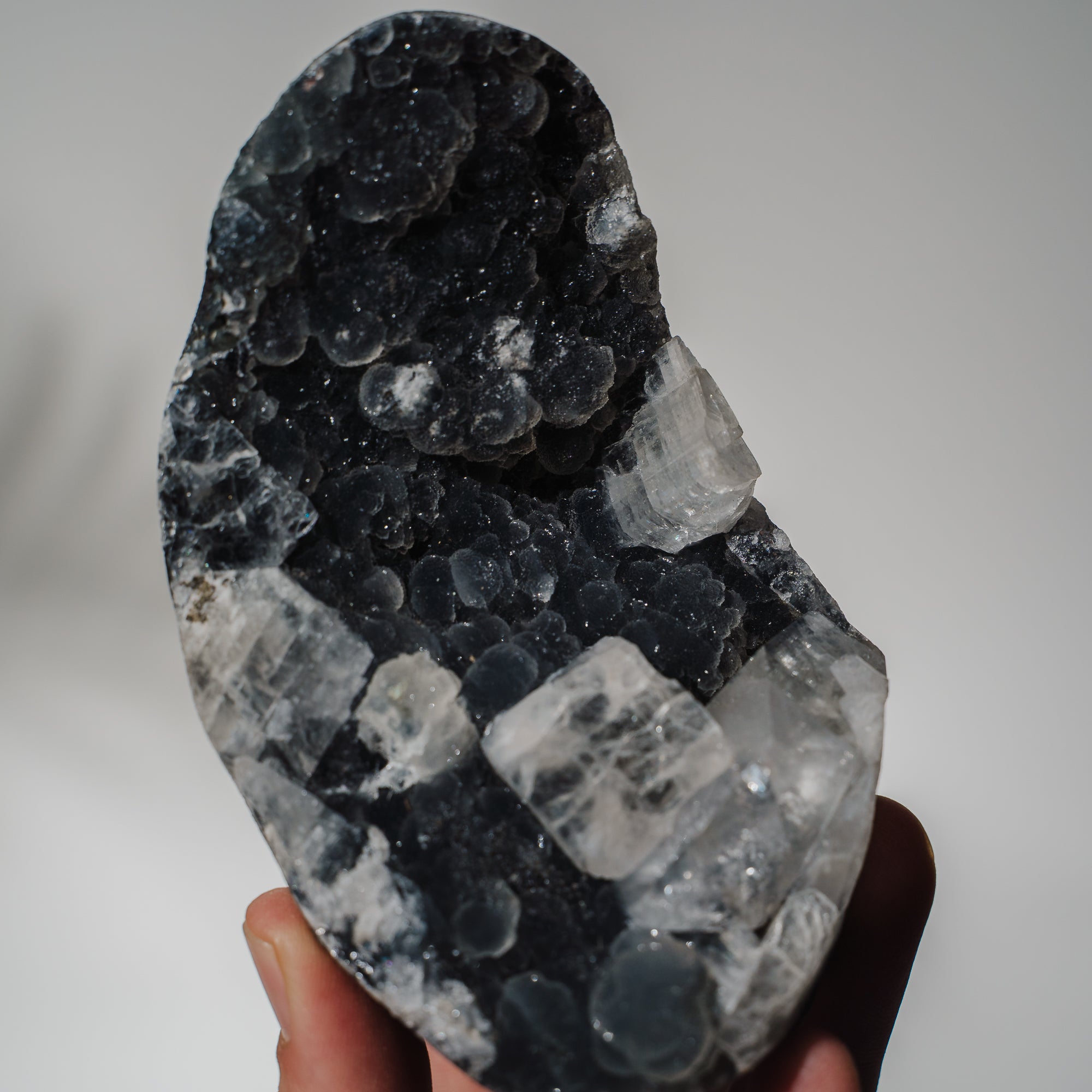 Schwarzes Chalcedon x Apophyllit 137C