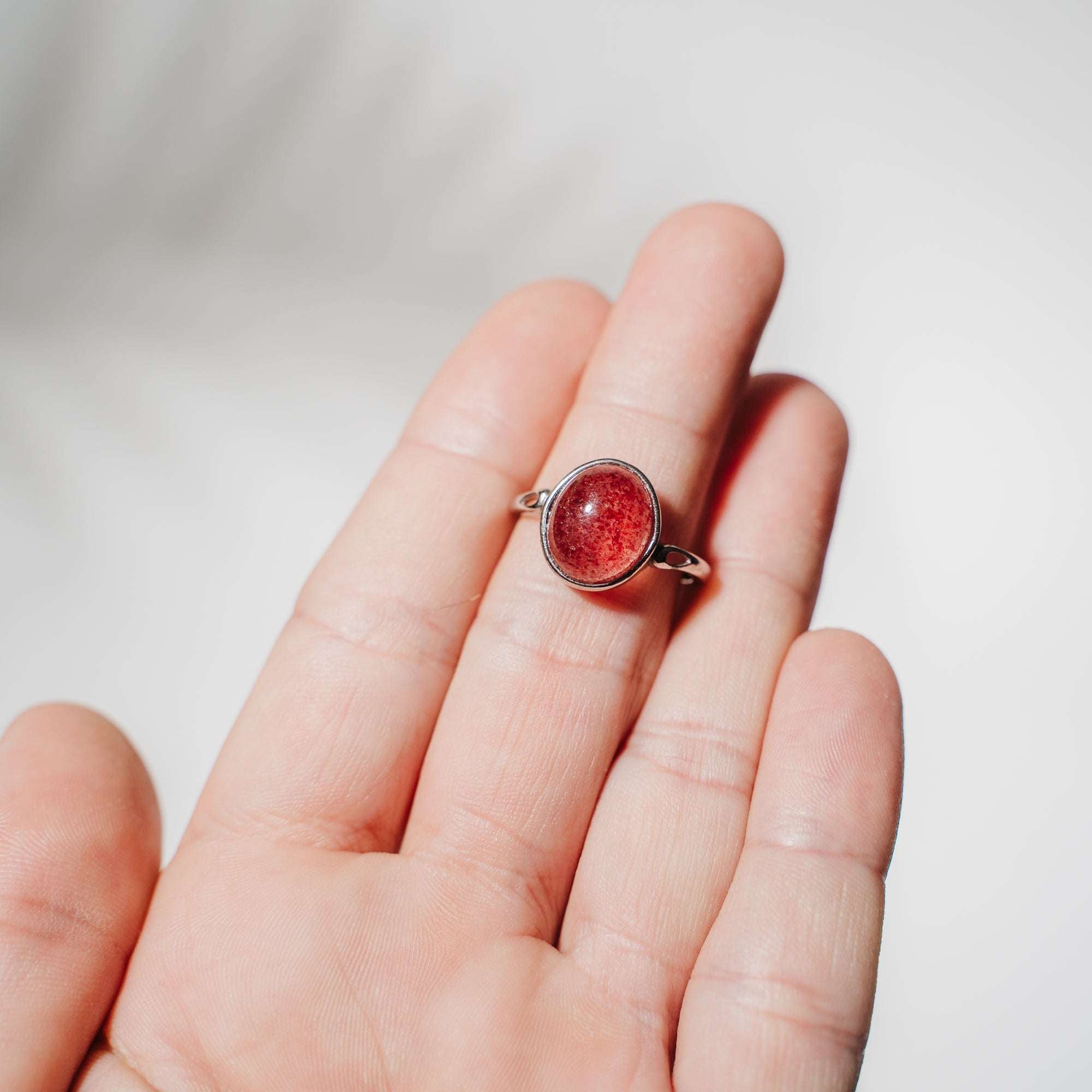 Himbeerquarz (rotes Aventurin) Ring AA30