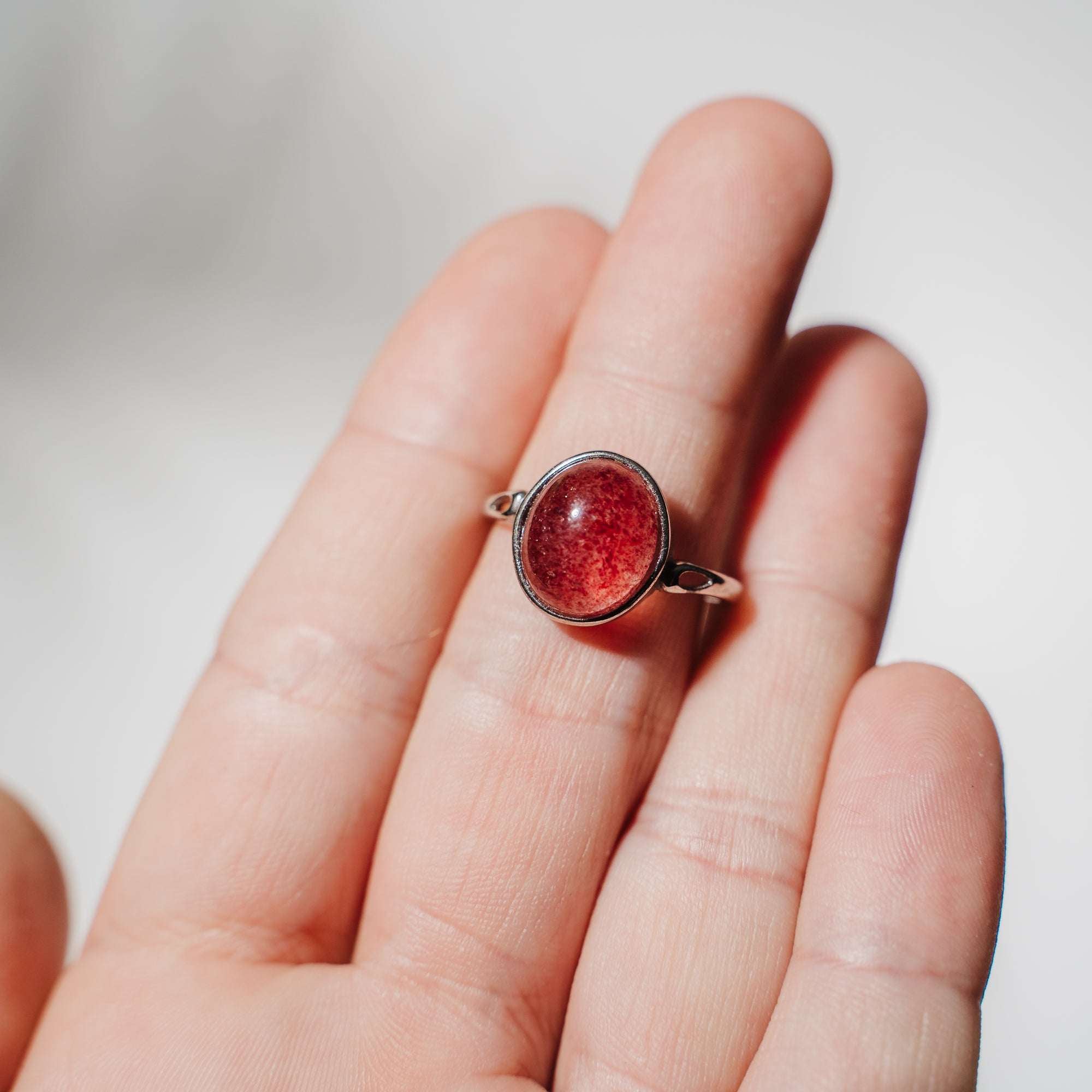 Himbeerquarz (rotes Aventurin) Ring AA30