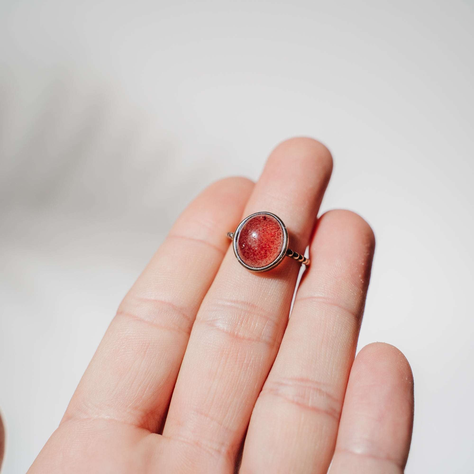 Himbeerquarz (rotes Aventurin) Ring AB30