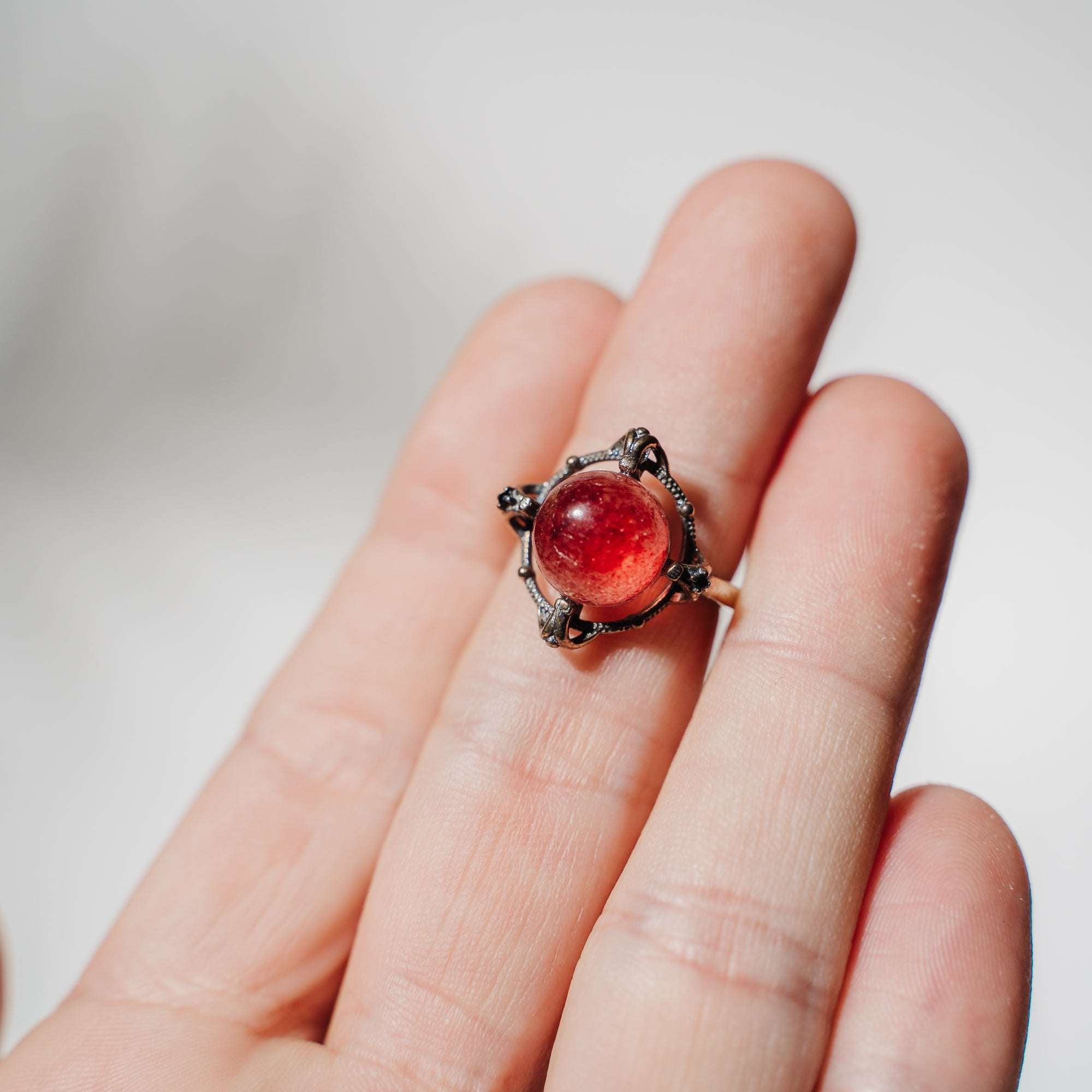 Himbeerquarz (rotes Aventurin) Ring AD30