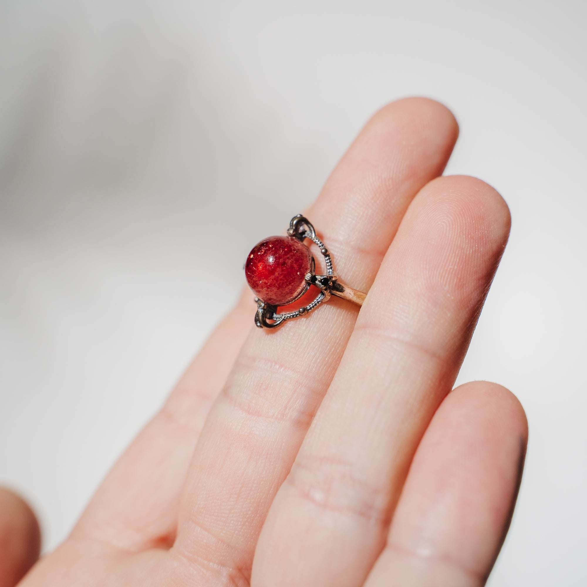 Himbeerquarz (rotes Aventurin) Ring AD30