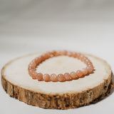Pfirsich Mondstein x goldener Sonnenstein Armband 6mm